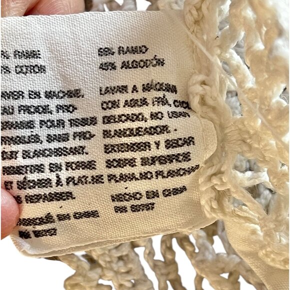 Handmade Round Crochet Tablecloth 56" Dia. Cotton & Ramie Blend Vintage - Picture 10 of 11